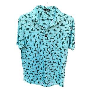 Bad Birdie Tony Saguaro Golf Polo Shirt Mens M Blue Short Sleeve Cactus Cacti